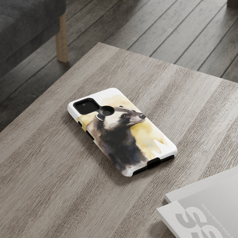 Badger on a Yellow Background - Impact Resistant Phone Case